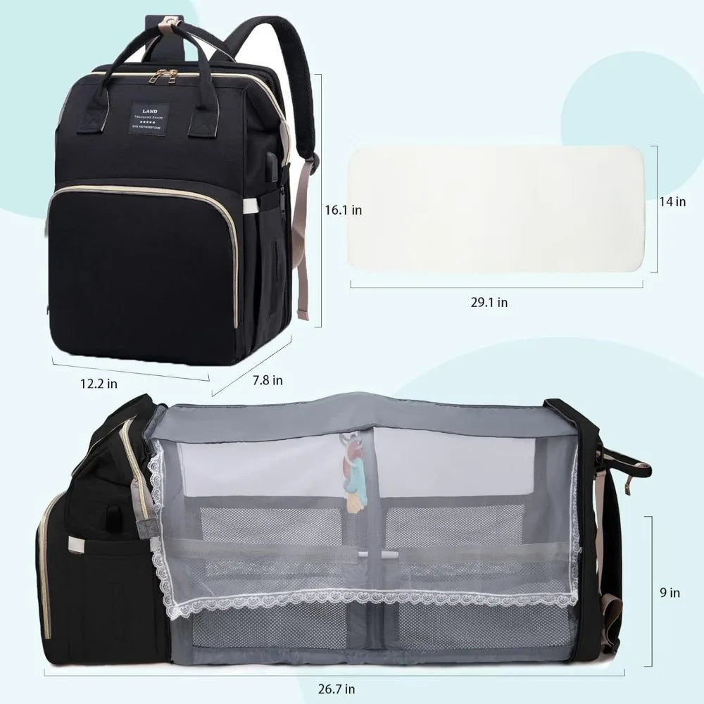 Diaper Bag with Changing Station,large Capacity Baby Diaper Bag Backpack for Mom Dad,3 Insulate Pocket& Breast Pump Diaper Bag