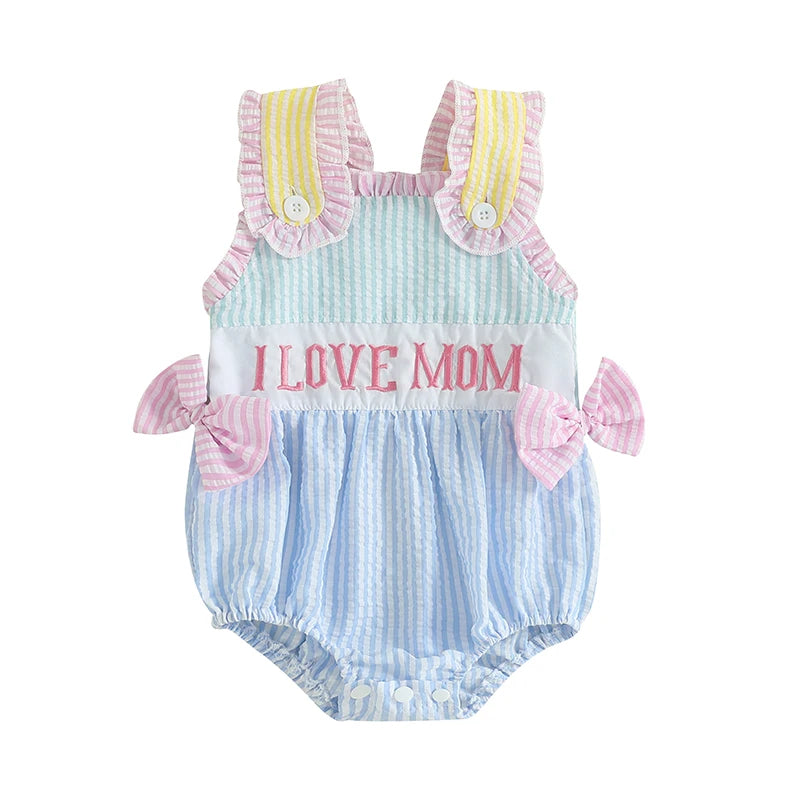 Adorable Toddler Floral Print Sleeveless Romper with Ruffled Trim and Bow Detail Cute Baby Girl Summer Jumpsuit